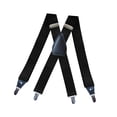 thumbnail image 2 of lionlar Men's Suspenders Elastic Straps Solid Heavy Duty 4 Clips Adjustable Unisex Black, 2 of 7