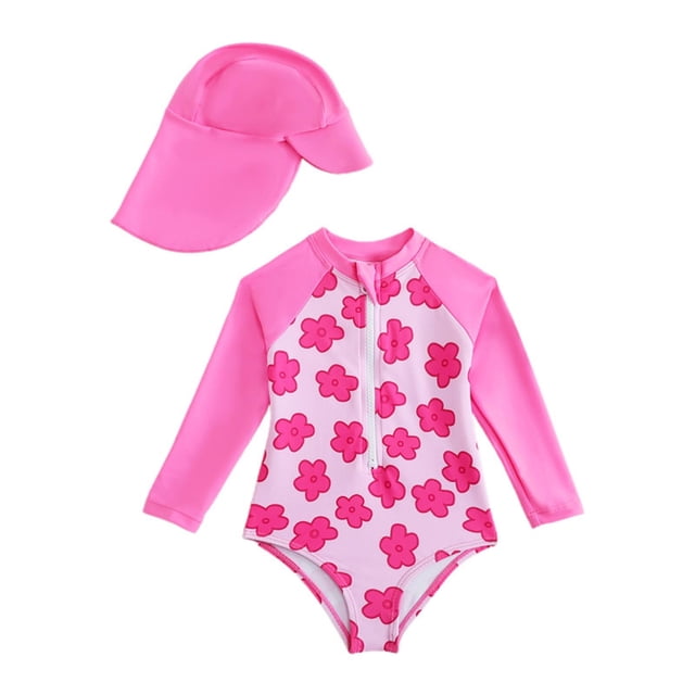 Girls Rash Guard Swimwear Cute Long Sleeve Sun Protection Bathing Suit 18-24 Months