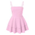 thumbnail image 4 of Women's Summer Blue Sling Dress - Square Neckline Backless Bow, Mesh Fabric, Double Ruffle Hem, Casual/Party, 4 of 5