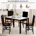 thumbnail image 4 of Furlinkhm Dining Table Set for 4, Faux Marble Table with 4 PU Leather Chairs, Modern Kitchen Table and Chairs for 4, Small Kitchen Table and Chairs for Dining Room, Kitchen, White, 4 of 9