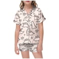 thumbnail image 1 of Sunnyoo Big Girls DIY Hand Painted Pajamas Cute Cartoon Dinosaur Print Coloring Homewear, 1 of 4