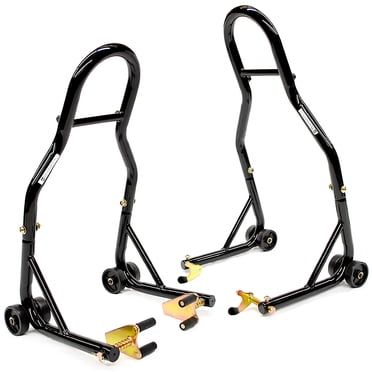 Venom Motorcycle Stand Lift, Front & Rear Combo 850 lbs Capacity Universal Fit, Heavy Duty Paddock Stand, Swingarm Spool Lift Stand, Compatible with Yamaha Honda Kawasaki Suzuki Ducati BMW Sport Bike