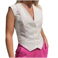 thumbnail image 4 of Timegard Tank Top for Women Button up Vests V Neck Slim Sleeveless Solid Color Top Summer Fashion, 4 of 5