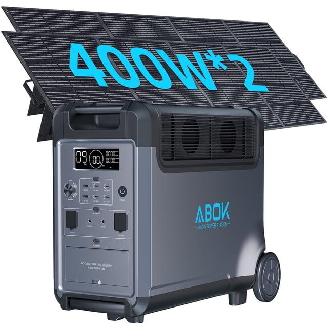 ABOK Ark3600 3600W 3840Wh Solar Generator – Portable Power Station for Home, Camping, RVs, Outages, Off-Grid Green Energy