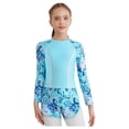 thumbnail image 1 of TiaoBug Kids Girls 2Pcs Sun Protection Swimsuit Rash Guard Swim Top with Shorts Vibrant Print Surfing Bathing Suit Blue 120, 1 of 7