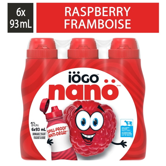 iÖGO nanö Yogourt à Boire à la Framboise 1 %, 6x93ml