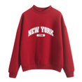 thumbnail image 1 of HNMKIU Women's Tops Autumn Winter O Neck Solid Color Printed Long Sleeve Pullover Sweatshirt, 1 of 4