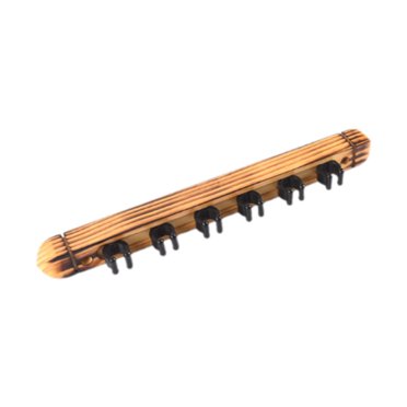 Lipstore 6 Pool Billiard Stick Holder Storage Stand Wooden Wall Rack with 6 Cue Clips Grilled color