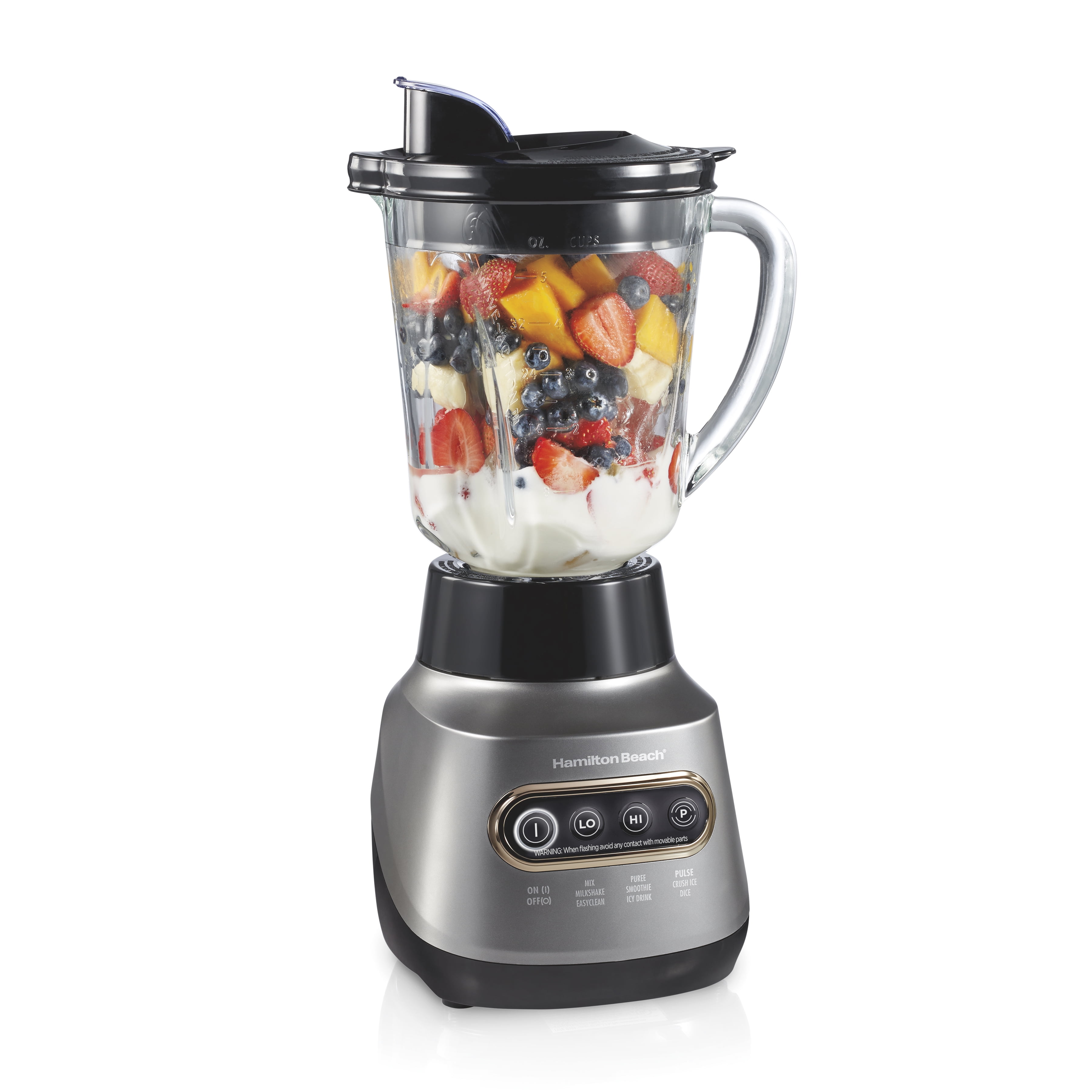Hamilton Beach Wave Crusher Blender with Stainless Steel Blades, 40 oz Glass Jar and 20 oz Travel Jar, 800 Watts, Model 58181