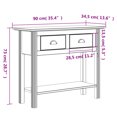 thumbnail image 4 of vidaXL Table Console BODO Blanc 90x34,5x73 cm Bois Massif Pin, 4 of 5