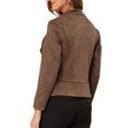 thumbnail image 4 of INSPIRE CHIC Women's Faux Suede Drape Blazer Collar Long Sleeves Open Front Jacket M Light Brown, 4 of 8