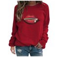 thumbnail image 2 of 2023 Chandail de Mode pour Femmes Rabais de 50 % Liquidation Mode pour Dames Fermeture Éclair Lèvres Imprimé Graphique Manche Col Rond Chandail, 2 of 8