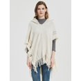 thumbnail image 2 of LinYooLi Poncho Cape Châle pour Femmes Surdimensionné Couleur Unie Pashmina à Capuche avec Franges Temps Froid, 2 of 5