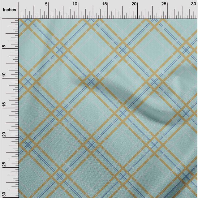 oneOone Polyester Lycra Fabric Tartan Check Fabric Prints By Yard 56 Inch Wide