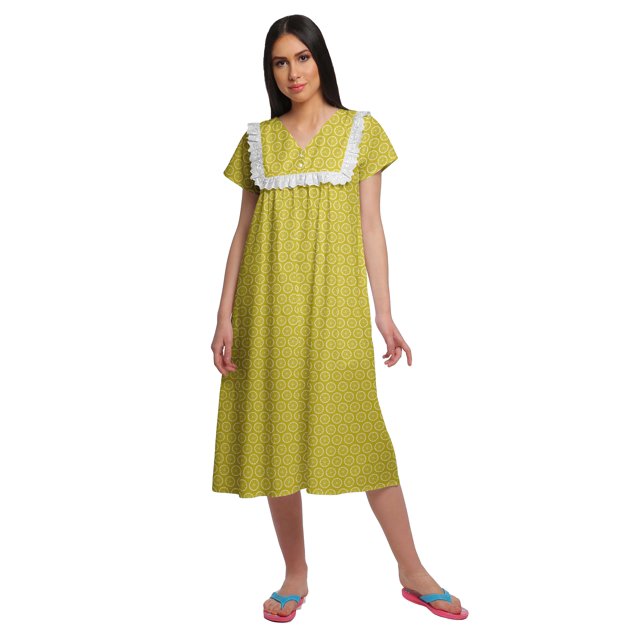 Moomaya Chemise de Nuit d'Allaitement à Col en V pour Femmes, Imprimée, à Manches Courtes