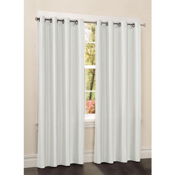 Mainstays Faux Silk 84" Drapery Grommet Window Curtains Panel, White