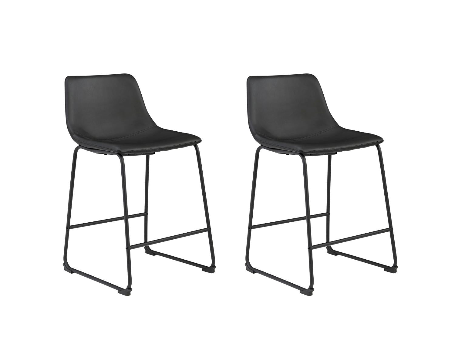Signature Design by Ashley Centiar 24" Counter Height Modern Bucket Barstool Set of 2, Black
