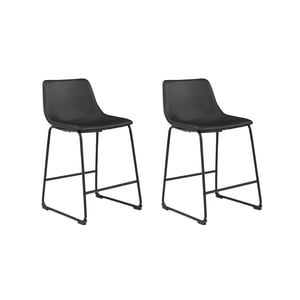 Signature Design by Ashley Centiar 24" Counter Height Modern Bucket Barstool Set of 2, Black