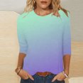 thumbnail image 4 of Hauts à Manches 3/4 pour Femmes Mode T-Shirt Imprimé Mi-Longueur Blouse Col Rond Hauts Décontractés T-Shirts pour Femmes Mode T-Shirts à Manches 3/4 pour Femmes, 4 of 5