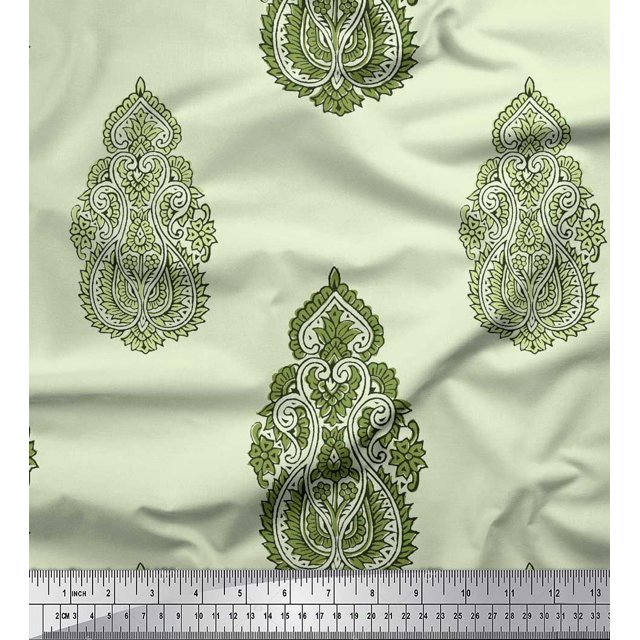 Soimoi Georgette Viscose Fabric Floral & Paisley Block Decor Fabric Printed Yard 42 Inch Wide