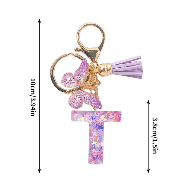 TopLLC Tools&Home Improvement Initial Letter Keychains For Women Tassel Purple Cute Car Keychain For Wallet Backpack Bag A chopper