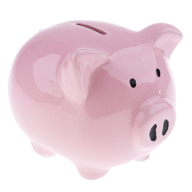 1pc Adorable Baby gy Bank Saving Shape, a classic ceramic piggy bank in a soft pink finish. The piggy bank features a coin slot on the top and a rounded design with black eyes and a snout. Measuring approximately 15.2 x 12.3 x 11.4 cm (5.98 x 4.84 x 4.48 inches), it is large enough to hold savings and is ideal for a nursery or as a gift. Suitable for storing coins and small savings.