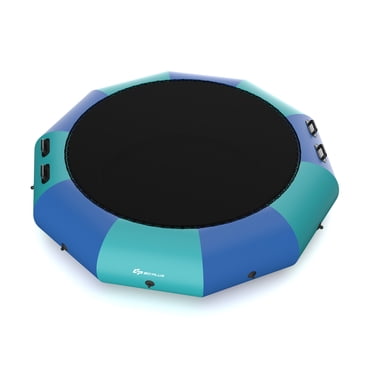 Goplus 10FT Inflatable Water Bouncer Splash Padded Water Trampoline Blue & Green