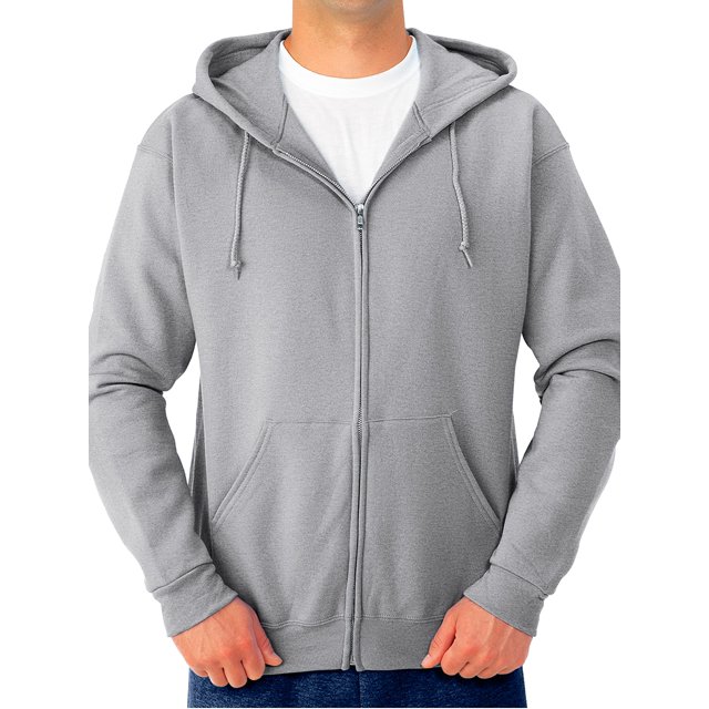 Jerzees Men's Adult Full Zip Hooded Sweatshirt, Athletic Heather, Medium
