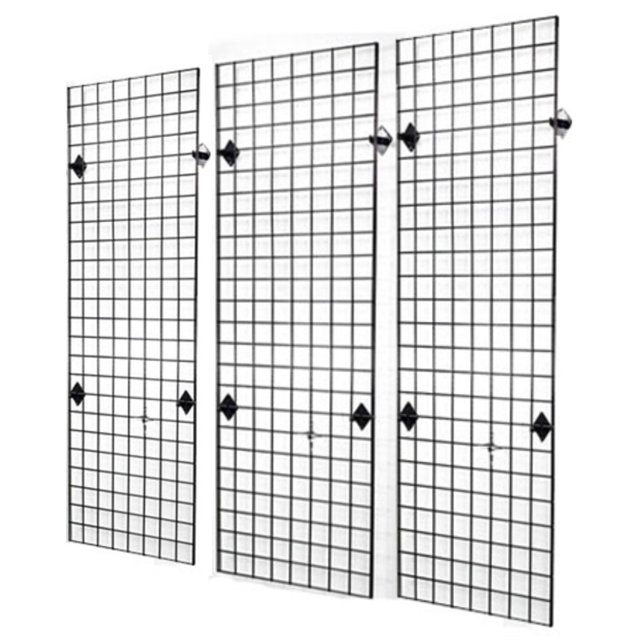 2' x 6' Foot Wire Grid Panel Wall Display Kit, 3-Pack. Color: Black