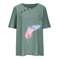 thumbnail image 4 of CHUANK Hauts pour Femmes en Liquidation à Moins de 10 $ Hauts pour Femmes Décontractés Printemps Été Manches Longues en Coton et Lin Imprimé Graphique Pissenlit Col Ras du Cou Blouses Vintage Hauts Grande Taille, 4 of 6