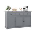thumbnail image 1 of Gymax Buffet Moderne 53,5 Po Armoire de Rangement avec 3 Tiroirs 3 Portes Gris, 1 of 10