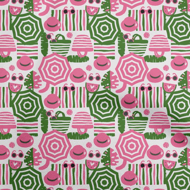 oneOone Cotton Flex Pink Fabric Beach Craft Projects Decor Fabric Printed By The Yard 40 Inch Wide