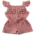 thumbnail image 1 of Toddler Baby Girls Fly Sleeve Ruffled Waistband Romper Outfits, 1 of 4