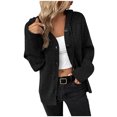 thumbnail image 1 of IROINID Women's Short Cardigan Open Front Jacket Solid Color Long Sleeve Leisure Loose Dark Color Rope Knitting Cardigan Jacket, Black, 1 of 5