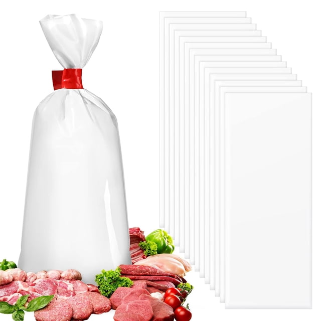 500 Pcs Meat Freezer Bags Wild Game Beef Freezer Bags for Packaging Meat Storage System, White(1 lb)