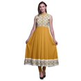thumbnail image 1 of Bimba Kurti Longue Indienne à Blocs Miel Orange pour Femmes Tenue de Fête Imprimée Sans Manches Robe Anarkali Kurti Grande, 1 of 6