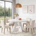 thumbnail image 2 of Fnova 47" Coffee Table, Round Dining Table for 4 People, Modern Farmhouse Wooden Kitchen Table, Living Room, White (Chairs Not Included), 2 of 16