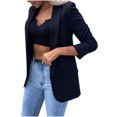 thumbnail image 1 of IROINID Veste Blazer Courte pour Femme, Col à Revers, Couleur Unie, Manches Longues, Cardigan de Tailleur pour Dames à Revers, Manteau de Tailleur Décontracté, Noir, 1 of 9