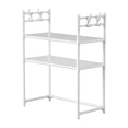 thumbnail image 2 of Iumwxz Microwave Oven Shelf Multi Layer Countertop Kitchen Organizer No Drill Easy Install Durable Space Saving Storage Rack Spice Towel Appliance Holder with Hooks 1 Piece white C, 2 of 6