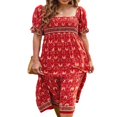 thumbnail image 1 of MesaSe Robe d'Été Bohème pour Femmes Imprimé Floral Col Carré à Volants Robe Longue Maxi de Plage Style E s, 1 of 5