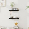 thumbnail image 2 of Floating Shelves Wall Shelves Set of Wood Storage Shelves with Ledge Wall Mounted Floating Shelf for Living Room Kitchen Bedroom Books Photo Frames Decor Walnut, 2 of 8