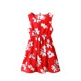 thumbnail image 1 of 2025 Robes Filles Col Ras du Cou Robe pour l'Été Sans Manches Robes Soleil Tournesol Robe Décontractée Plage Imprimé Floral Dinosaure, 1 of 3