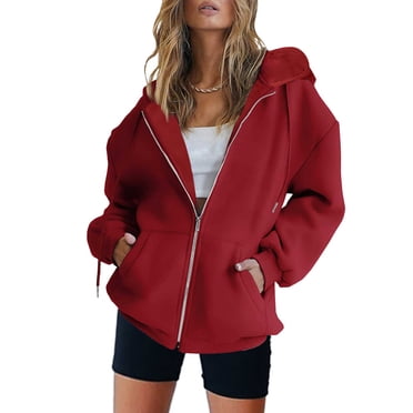 Pisexur Women's Zip Up Hoodies Casual Lightweight Loose Thin Top Long Sleeve Hooded Sweatshirts Fall Track Jacket with Pocket