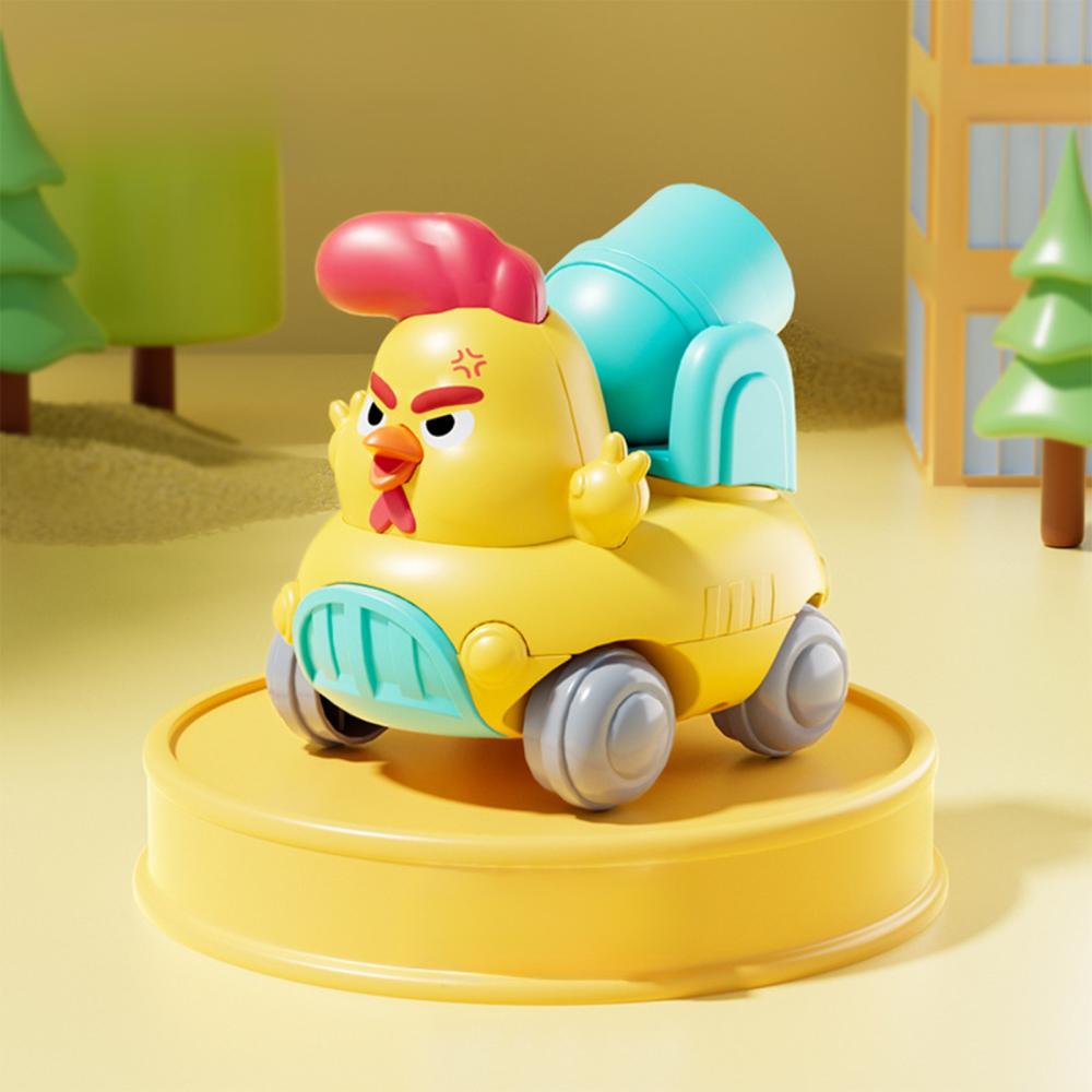 Feltree Animal Inertia Engineering Toy Car with Chicken Design, Movable Vehicle for Kids Pretend Play and Learning