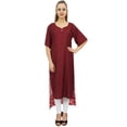 thumbnail image 1 of Bimba Women's Rayon Maroon Kurti Asymmetrical Hem Designer Kurta With Scarf - 30, 1 of 8
