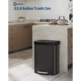 thumbnail image 2 of 60L / 16 Gallon Black Stainless Steel Step Trash Can - Soft-Close Plastic Lid, Rustproof Kitchen Garbage Bin, Liner Rim, Rear Handle, Large Capacity for Home, Bathroom, or Office, Black, 2 of 7
