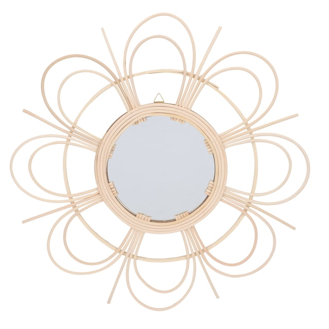 Miangastore 1Pack Woven Wall Hanging Mirror Rattan Round Mirror Home Decor Khaki 50x6.7in