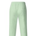 thumbnail image 1 of MAWCLOS Mens Trousers Drawstring Pants Solid Color Bottoms Fitted Home Elastic Waist Loungewear Green L, 1 of 3
