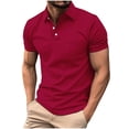 thumbnail image 1 of Pisexur T Shirts for Man , Hommes Décontracté Mode Manches Courtes Uni Chandail Col Rabattu Blouse Débardeur Sport Vin, 3TG Chemises de Golf Hommes et Chemises Hommes, 1 of 7