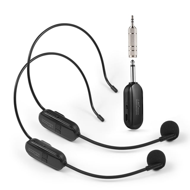 2.4G Wireless Microphone Headset 164ft Range Headset Mic and Handheld Mic 2 In 1 Professional Voice Amplifier Headset Microphones for Karaoke Speaker Amplifier PA System Teaching